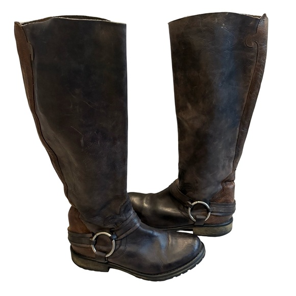 Steve Madden Judgemnt Distressed Black Leather Fleur-De-Lis Riding Boots, Sz 10 - Picture 4 of 16